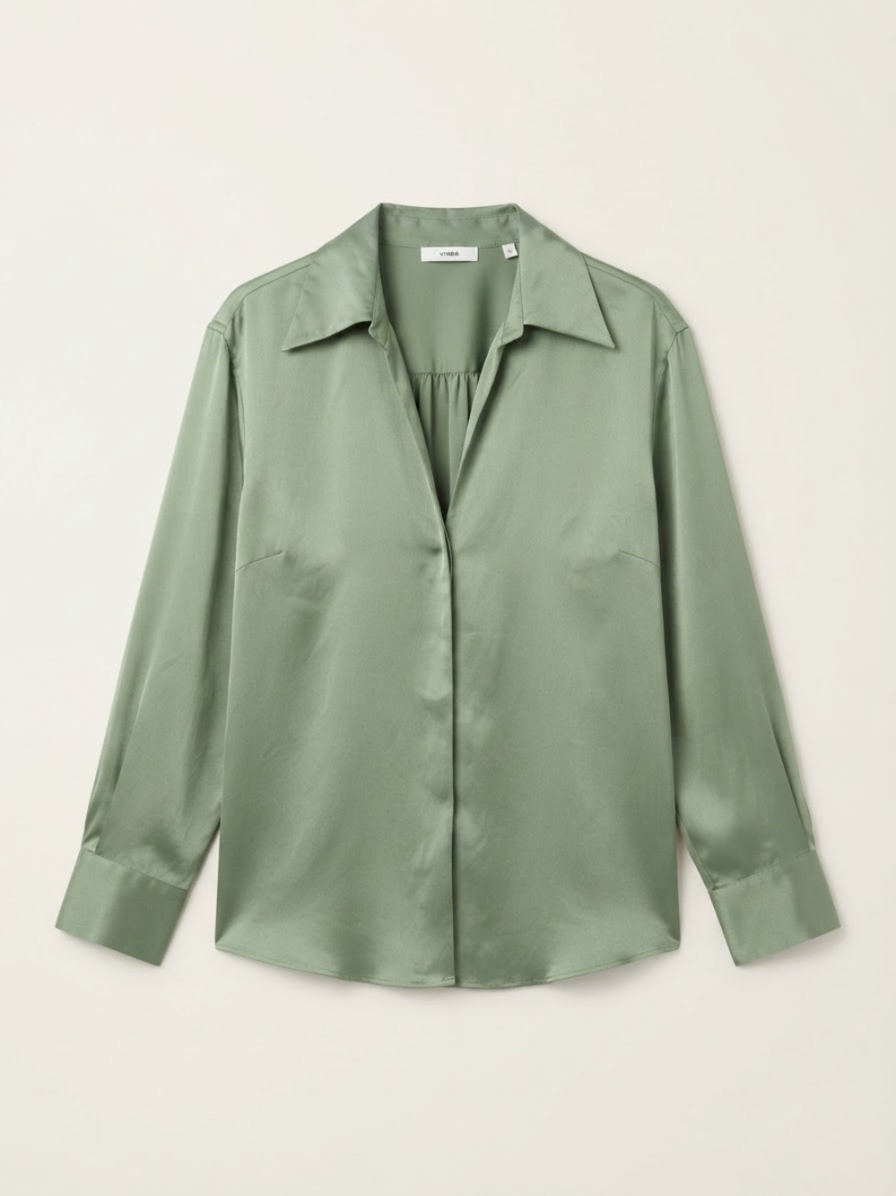 Vince Mint Silk Button Down Shirt